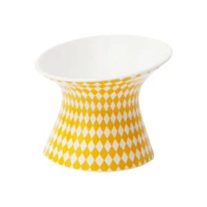 Comedouro de Ceramica Elevado para pets - Losango Amarelo- zeze