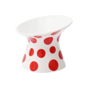 Comedouro de Ceramica Elevado para pets - Poa Vermelho- zeze