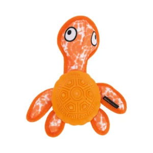 Qmonster Brinquedo para cachorro - Tartaruga Marinha 2in1 dispensador de pesticos - Laranja